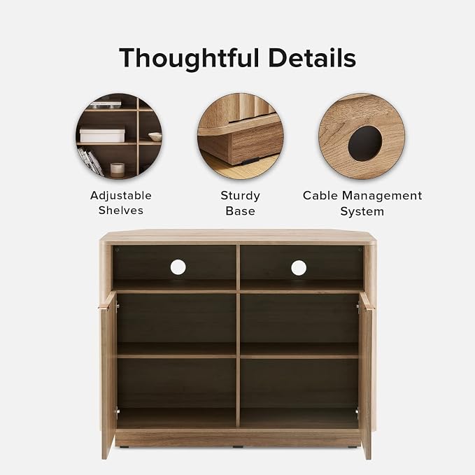 Oak Corner Fluted Cabinet