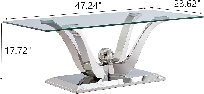 Silver Coffee Table - Floral Shape Base
