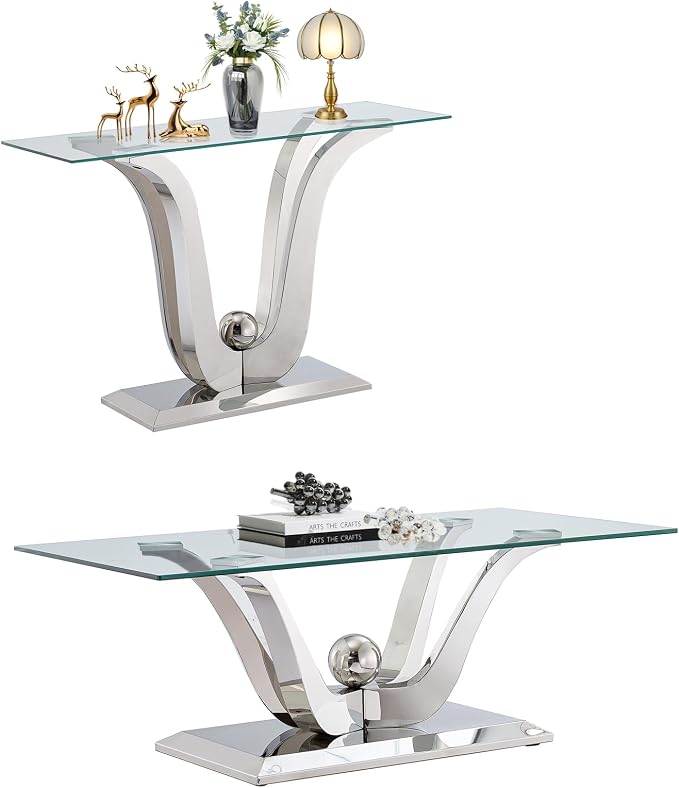 Silver-1 Coffee Table+1 Sofa Table