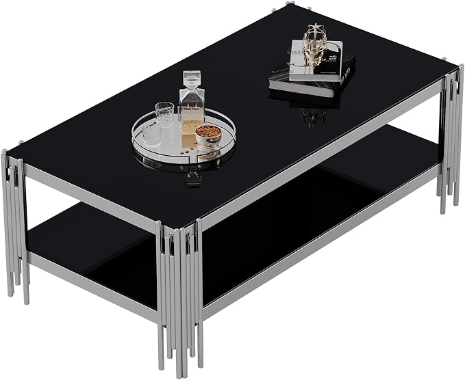 Black Glass and Silver Frame