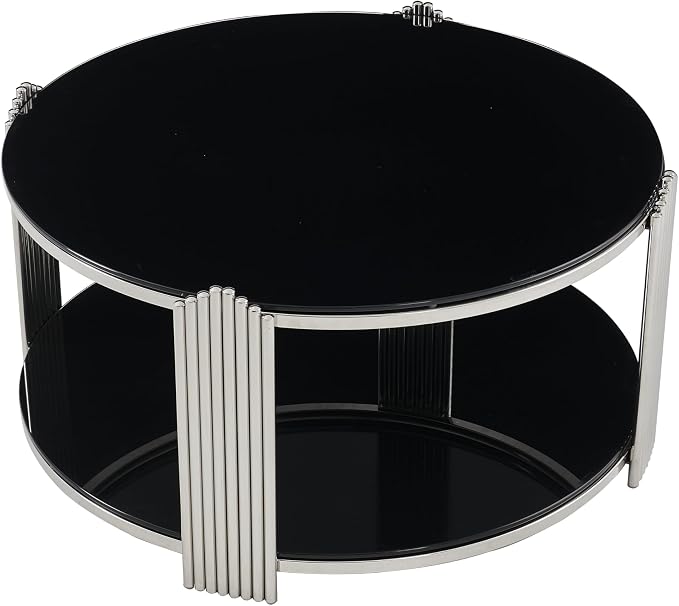 Black & Silver Round Coffee Table