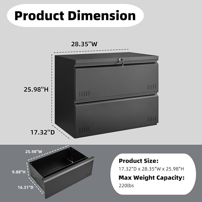 Black 2-drawer Lateral