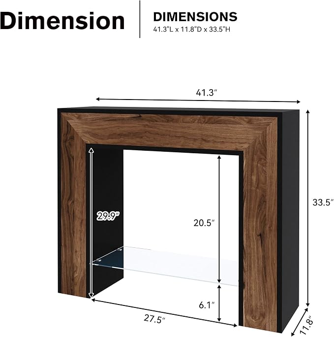 Black/ Walnut/Glass Shelf