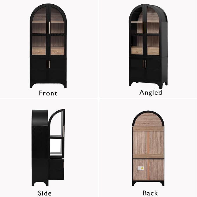 Ash Black Arched Pantry Cabinet+ Mdf