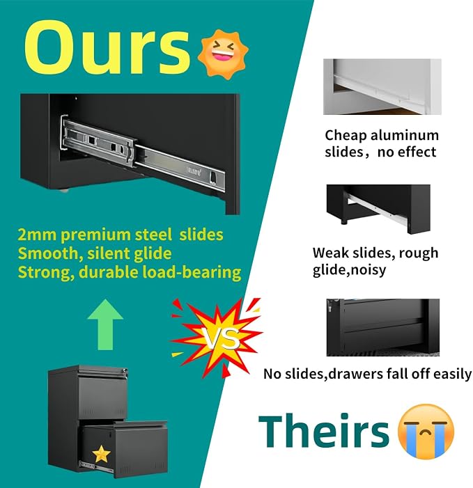 Matte-black 2-drawer Vertical