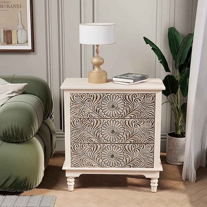 Wood Color-carved-3 Drawers