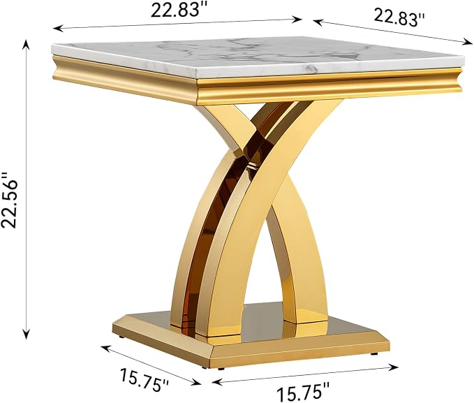 White Golden End Table