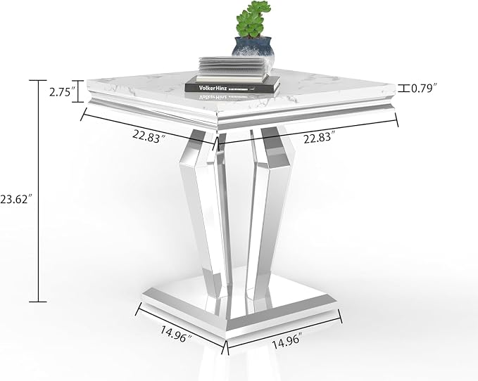 End Table - White Silver Base