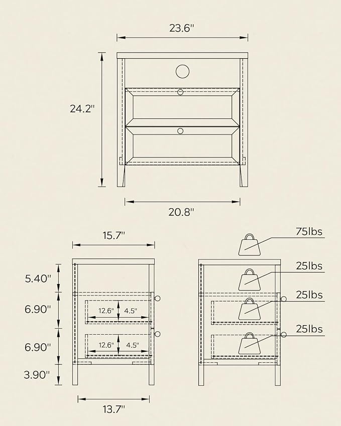 2 Drawers/Brown