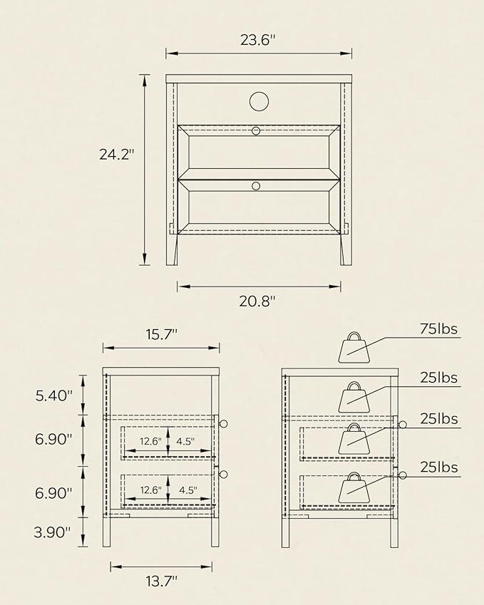 2 Drawers/Light Oak
