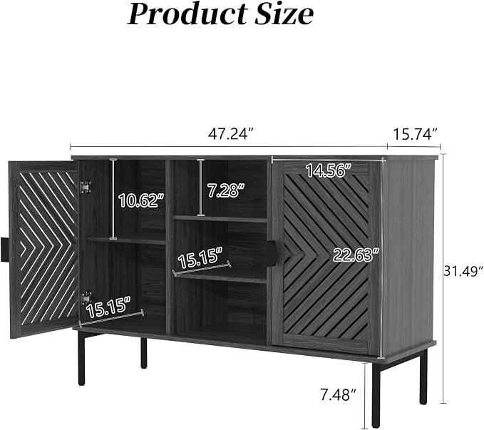 Dark Grey-2 Doors & 3 Shelves