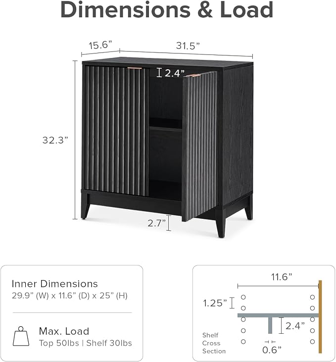 Black Wave Fluted Cabinet