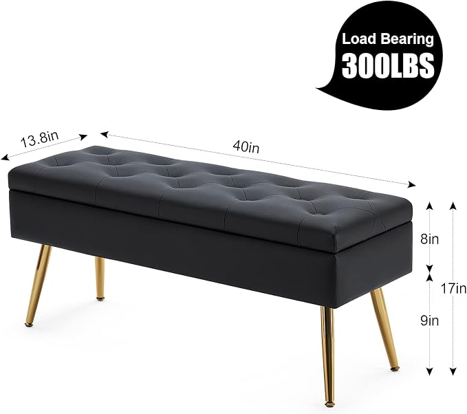 40 Inch Black Faux Leather