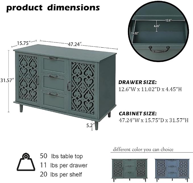 Green 2-door 3-drawer
