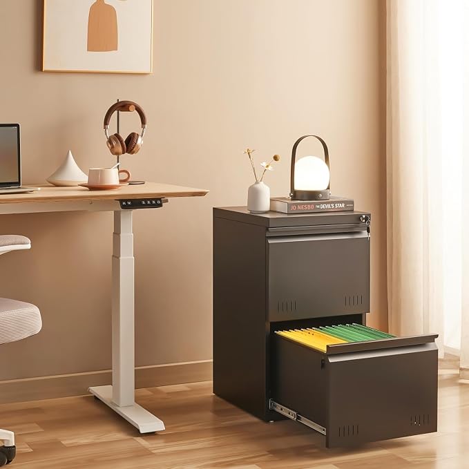 Matte-black 2-drawer Vertical
