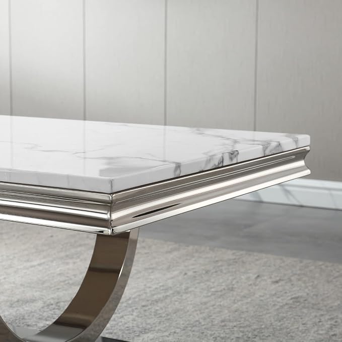 Coffee Table - White Silver Base