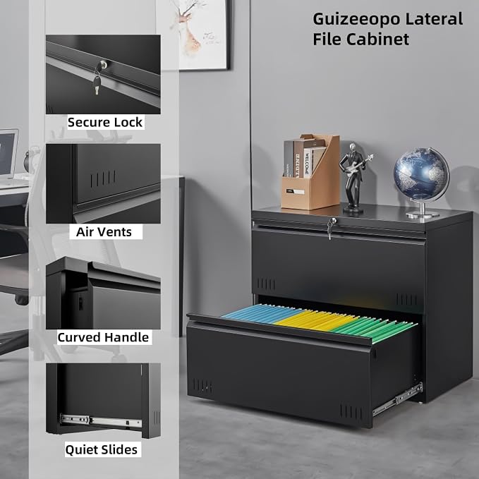 Matte-black 2-drawer Lateral