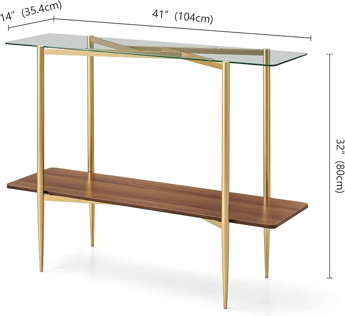 Clear Glass & Walnut Wood