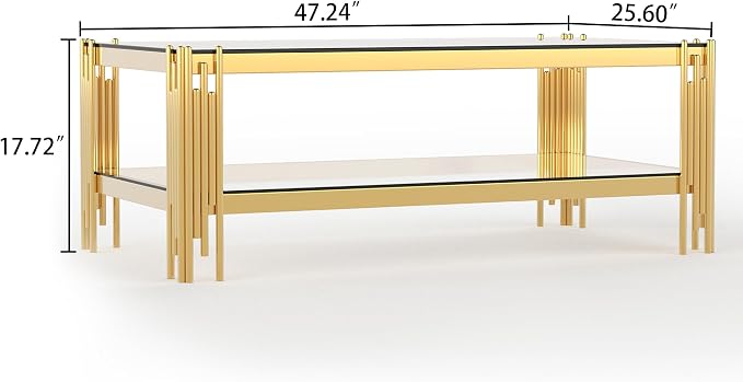 Coffee Table-clear & Gold