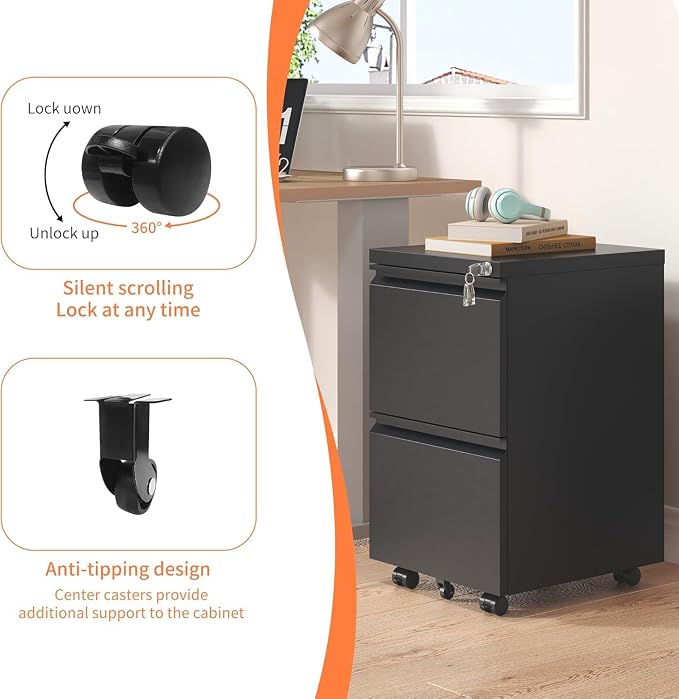 Matte-black 2-drawer Mobile