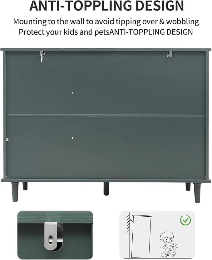 Green 3-door 3-drawer