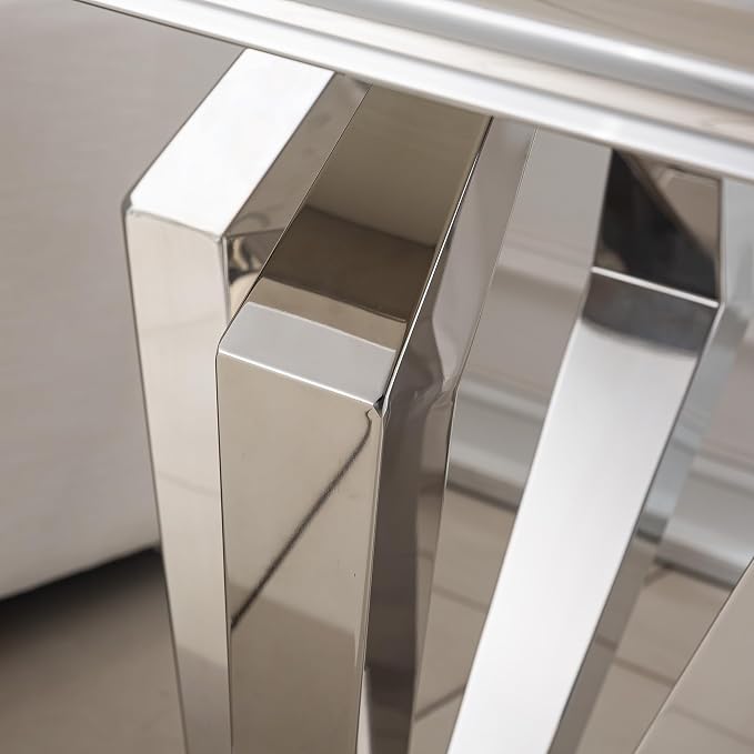 Diamond Base End Table - White & Silver
