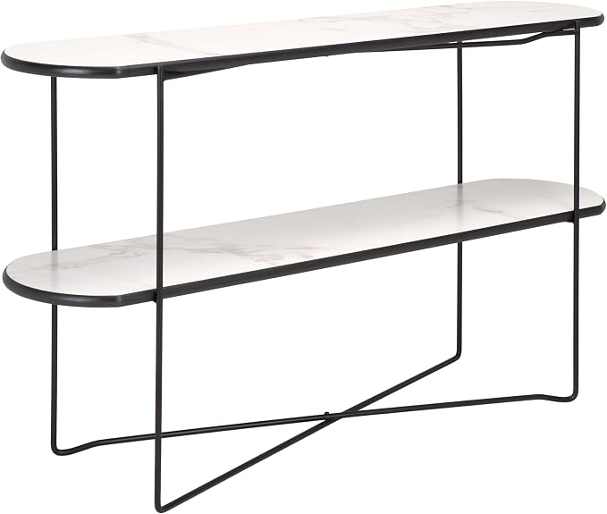 White Faux Marble/Black