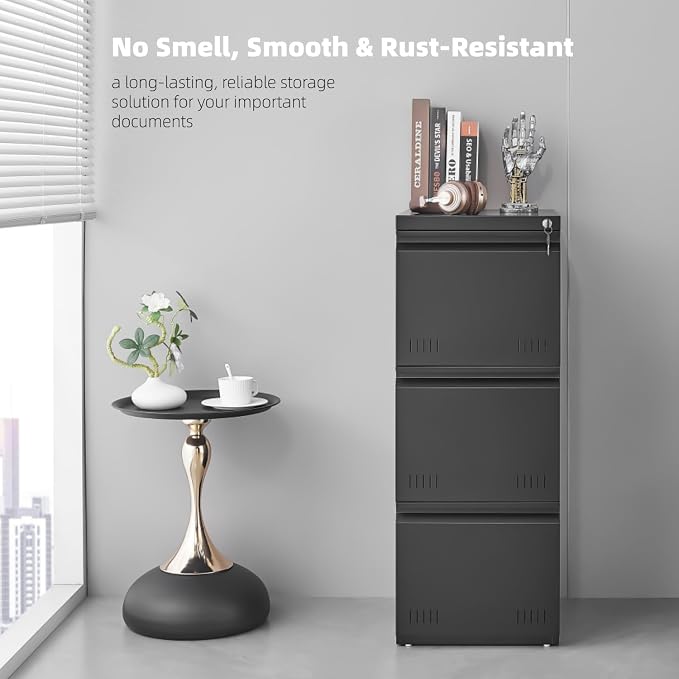 Matte-black 3-drawer Vertical
