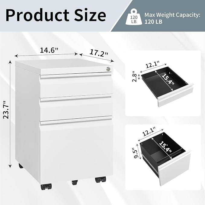 Matte-white 3-drawer Mobile