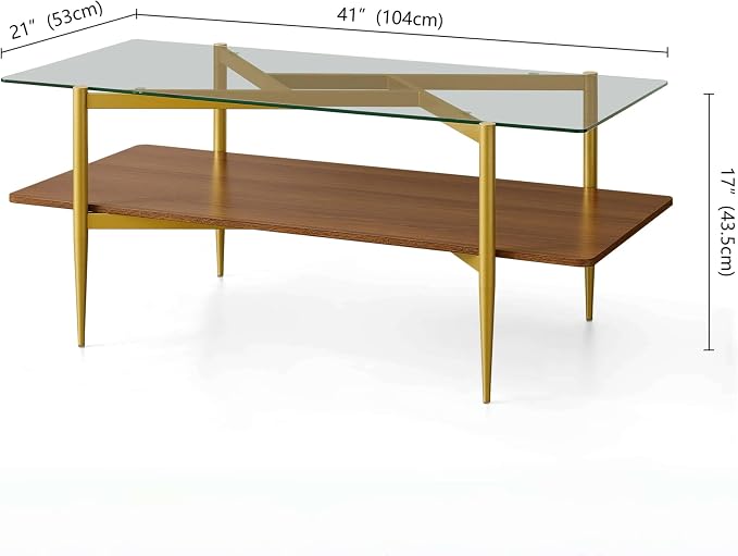 Clear Glass & Walnut Wood