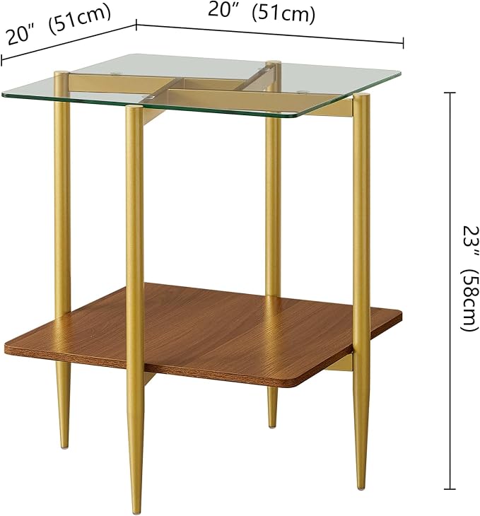 Clear Glass & Walnut Wood
