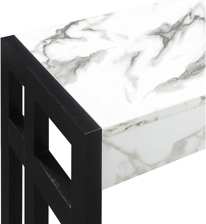 White Faux Marble and Black