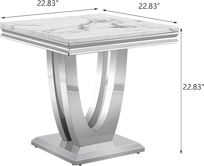 White & Silver - End Table