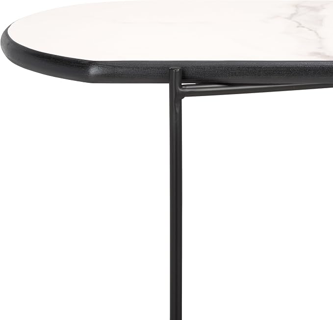 White Faux Marble/Black