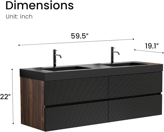 Walnut+black / Black High-rim Sink