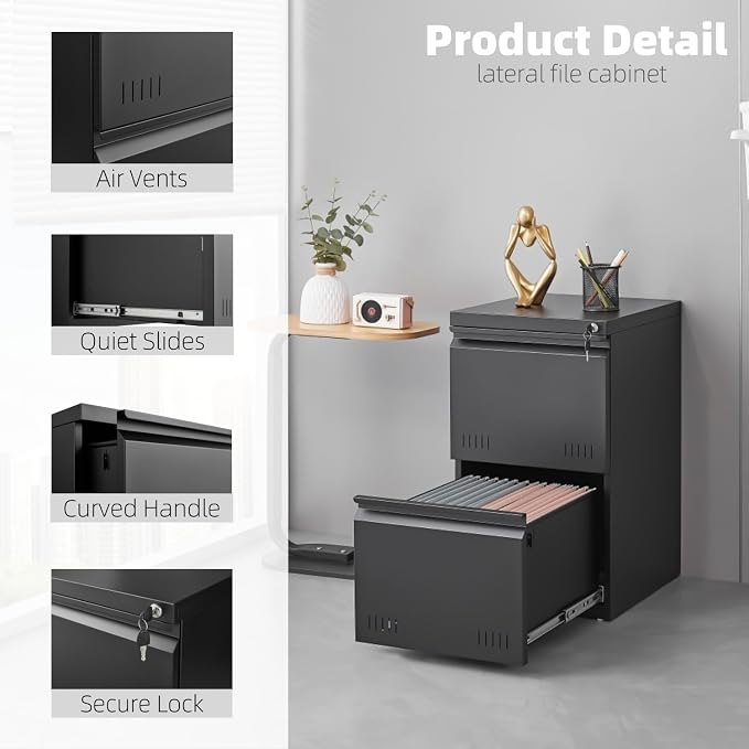 Matte-black 2-drawer Vertical
