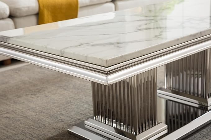 Coffee Table - White Silver Base