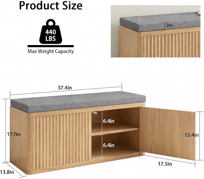 2 Door Shoe Bench-light Oak