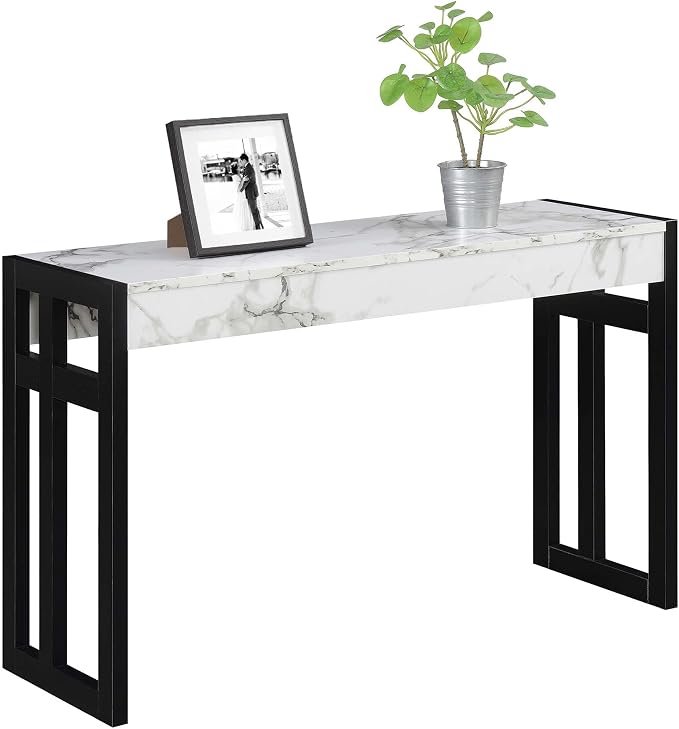 White Faux Marble/Black