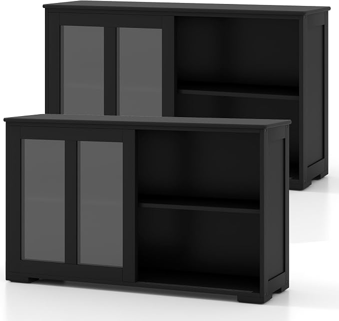 Black/Glass Sliding Door