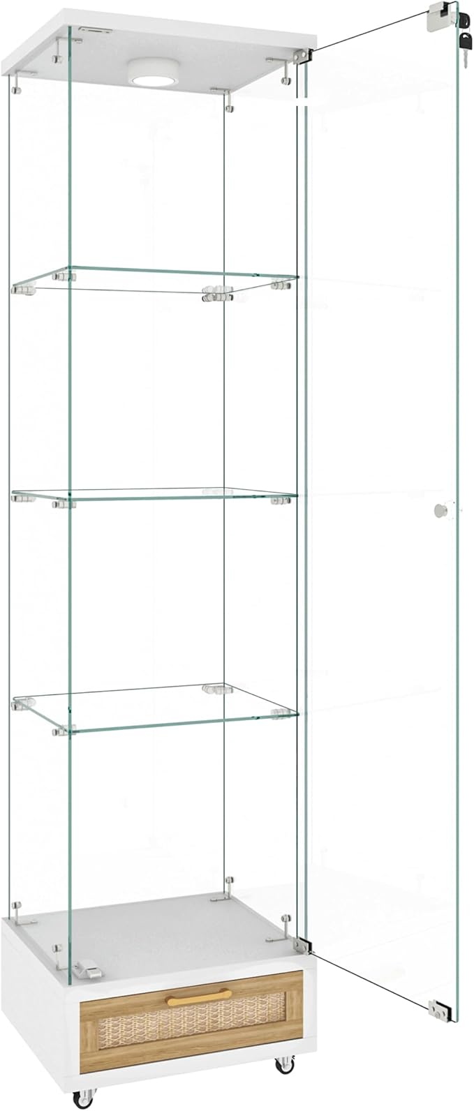 Rattan White With Light, Wheel, Drawer