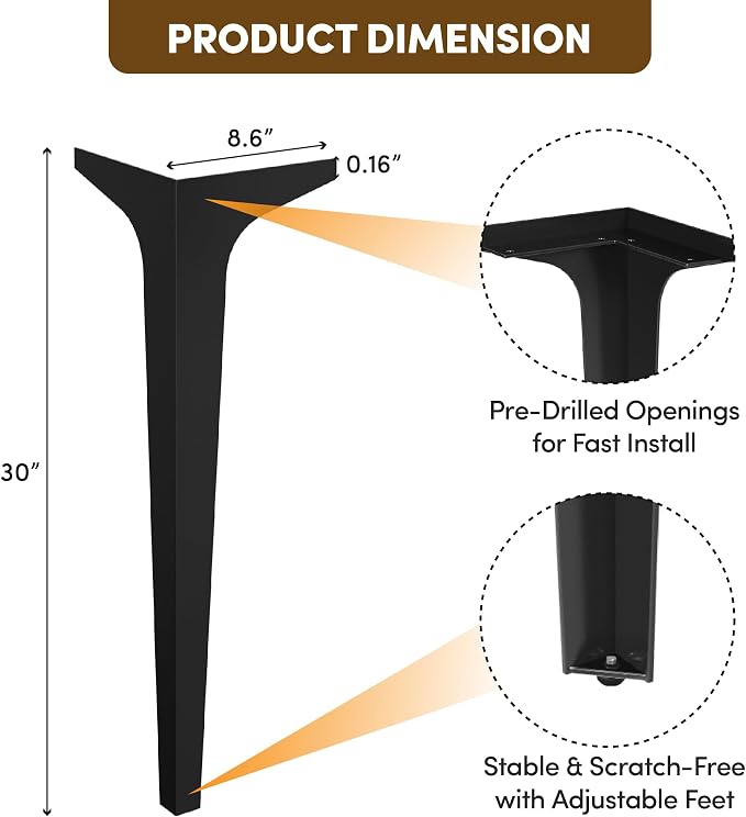 Black - Single Table Leg