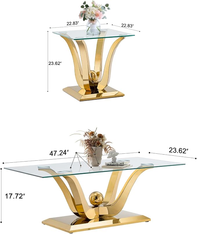 Gold-1 Coffee Table+2 End Table