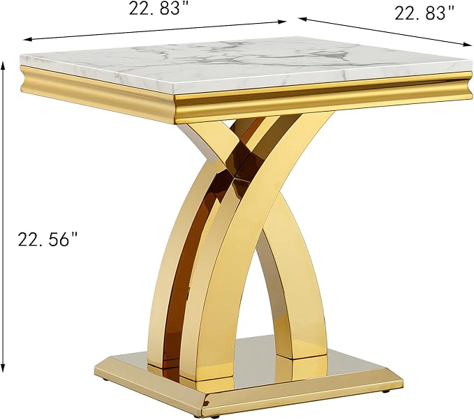 X-shape Base End Table - White & Gold