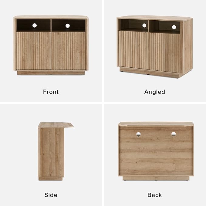 Oak Corner Fluted Cabinet
