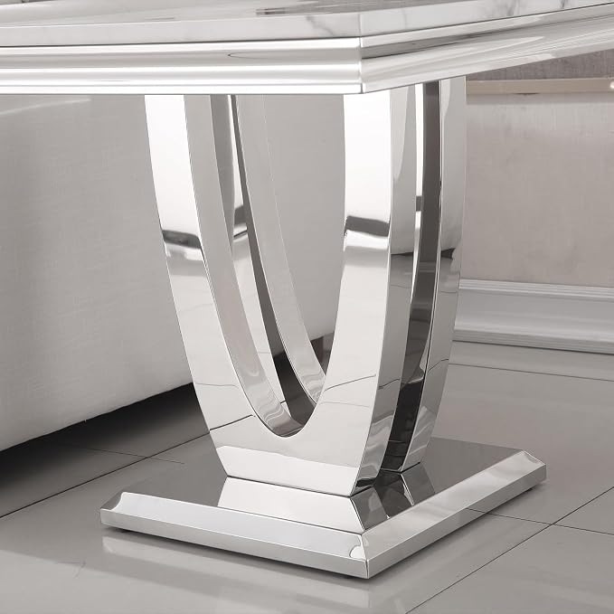 End Table - White Silver Base