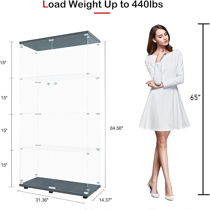 Black - 2 Doors & 4 Shelves(led)