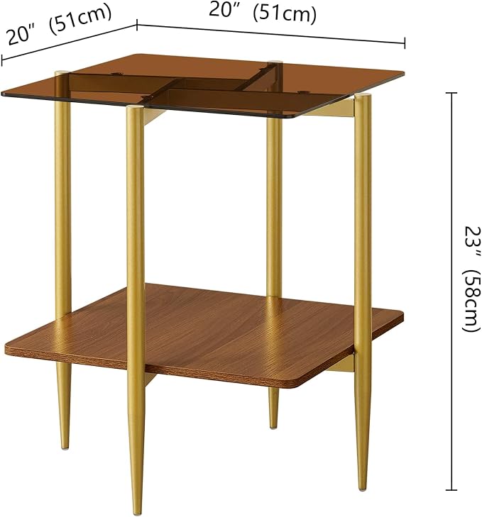 Brown Glass & Walnut Wood