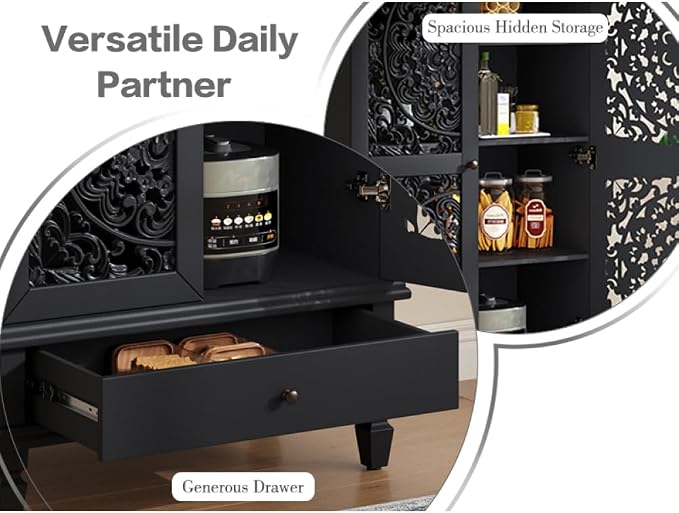 Black + 55'' Tall Storage Cabinet With Drawer