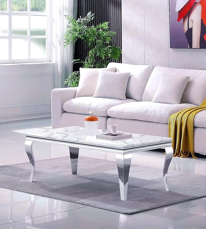 Coffee Table - White Silver Base